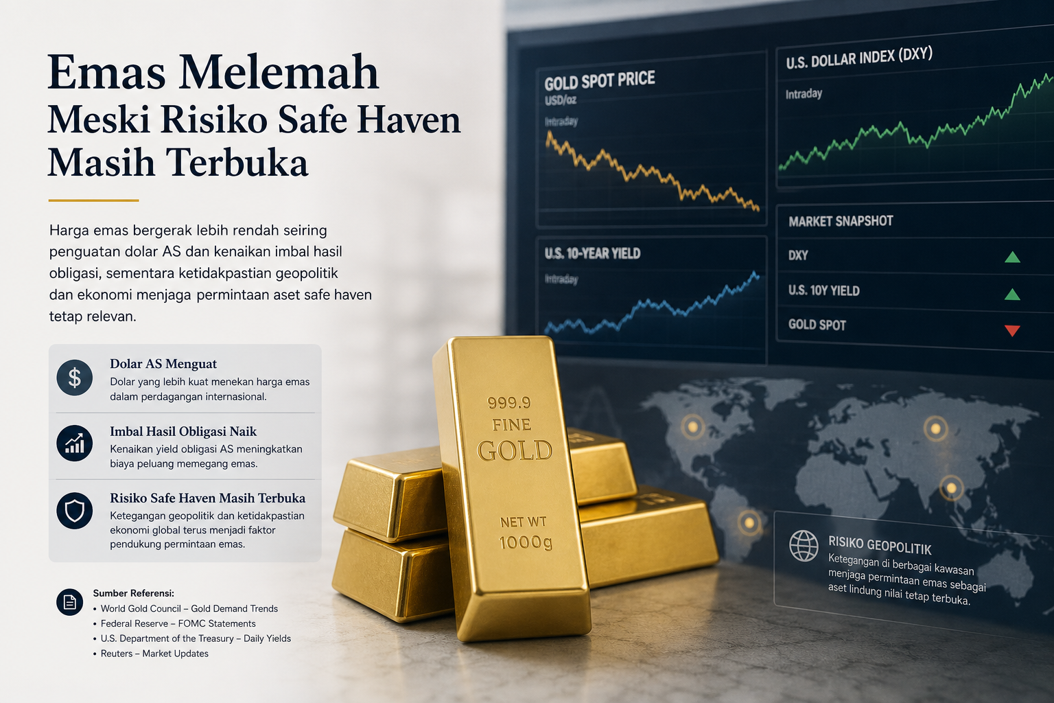 Gold Weakens Even as Safe-Haven Risk Remains in Play